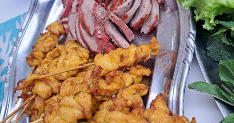 Brochettes de poulet saté